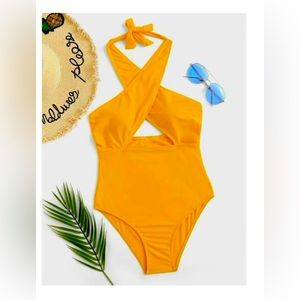 **FINAL OFFER** Yellow Twist-Halter Style Swimsuit